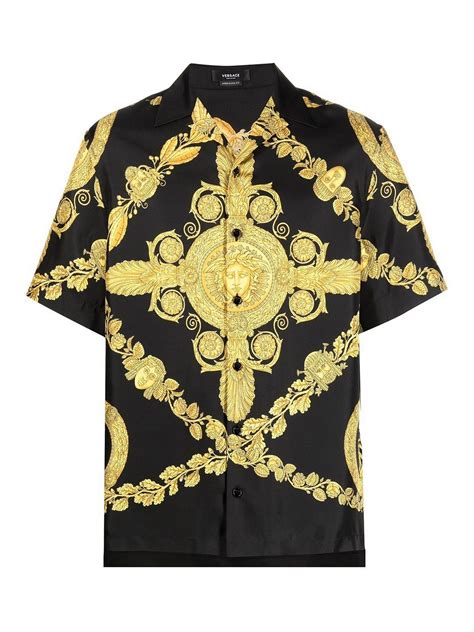 versace greca key silk shirt|versace blue blouse.